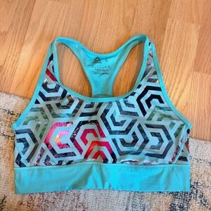 Reebok Sports Bra‎ Speedwick Size L Teal Black Pink